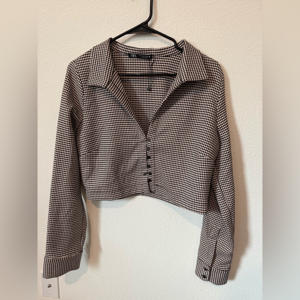 Zara Monochrome Houndstooth Jacket